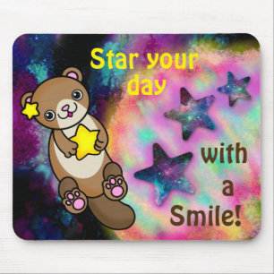 Cute Star Otter met Positive Smile for Motivation Muismat