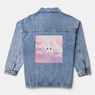 Cute Star Pink Sky Femme Denim Jacket