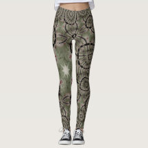 Cute Star Sage Green Black Red Heart Leggings