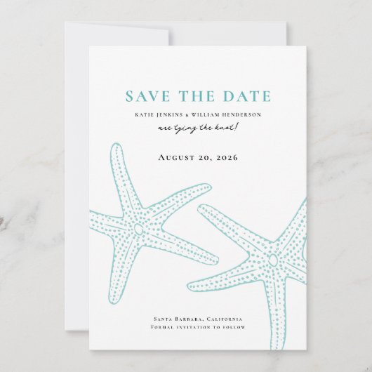 Cute Starfish Save the Date Kaart (Voorkant)