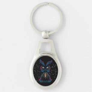 Cute Starlight Eyes Bunny in Yoga Pose Meditation Sleutelhanger