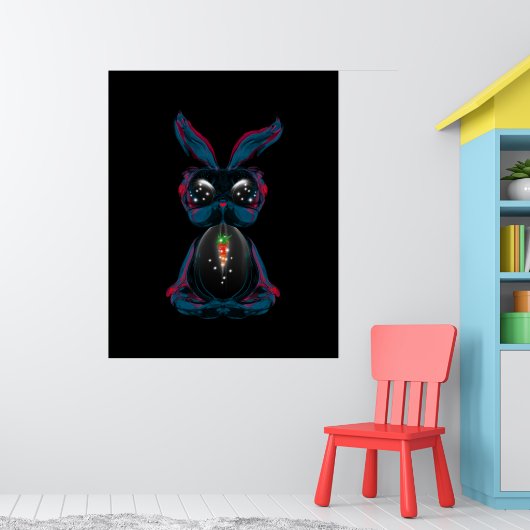 Cute Starlight Eyes Rabbit in Yoga Pose Meditation Poster (Kinderkamer 1)