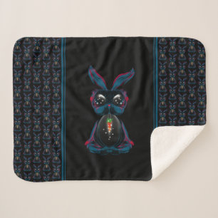 Cute Starlight Eyes Rabbit in Yoga Pose Meditation Sherpa Deken