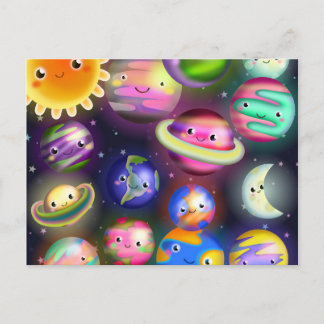 Cute Starry Cosmic Buitenspace Planets Briefkaart