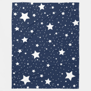 Cute Starry Cosmos Pattern in Navy Blue en White Fleece Deken