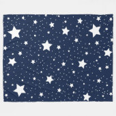 Cute Starry Cosmos Pattern in Navy Blue en White Fleece Deken (Voorkant (Horizontaal))
