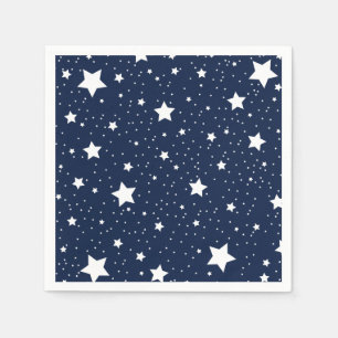Cute Starry Cosmos Pattern in Navy Blue en White Servet