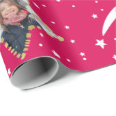 Cute Starry Pattern Uw eigen foto Kerstmis Cadeaupapier (Rol Hoek)