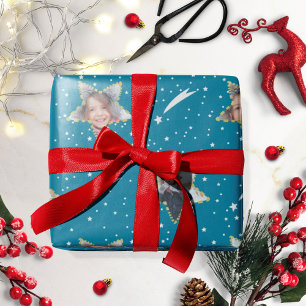Cute Starry Pattern Uw eigen foto Kerstmis Cadeaupapier