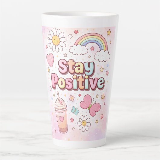 Cute Stay Positive Latte Mug | (Devant)