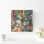 Cute steampunk Alice Wonderland white rabbit Vierkante Klok (Huis)