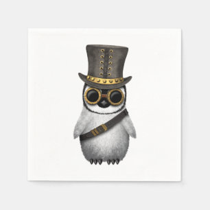 Cute Steampunk Baby Penguin Servetten