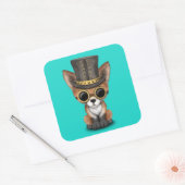 Cute Steampunk Baby Red Fox Vierkante Sticker (Envelop)