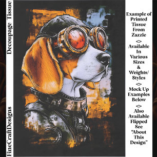 Cute Steampunk Beagle Hond Aviator EZ1R Decoupage Tissuepapier