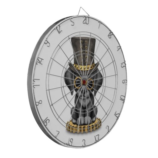 Cute Steampunk Black Lab Puppy Dog, wit Dartbord (Voorkant Links)