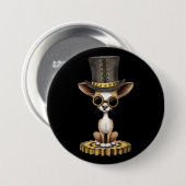 Cute Steampunk Chihuahua Puppy Dog, zwart Ronde Button 7,6 Cm (Voorkant /achterkant)