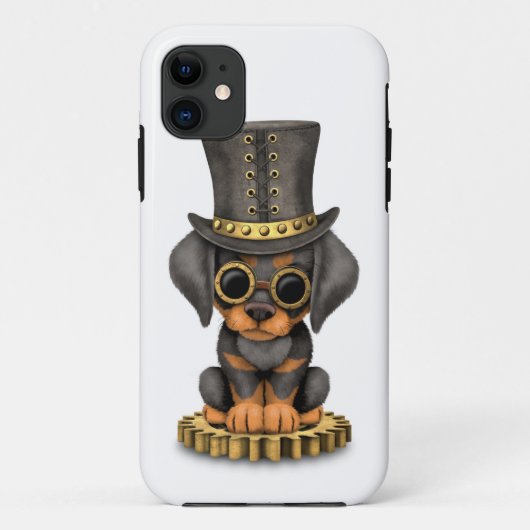 Cute Steampunk Doberman Pinscher Puppy Dog, wit Case-Mate iPhone Case (Achterkant)