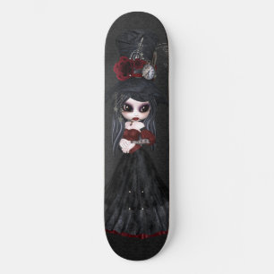 Cute Steampunk Gothic Girl Black Skateboard