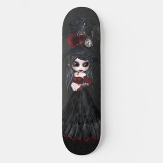 Cute Steampunk Gothic Girl Black Skateboard