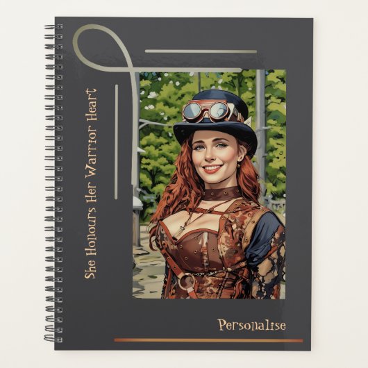 Cute Steampunk Guerrier Coeur Citation Grey Journa (Devant)