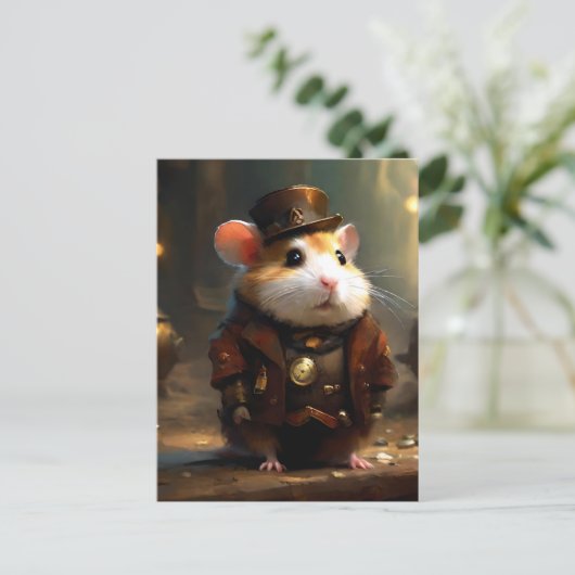 Cute Steampunk Hamster Briefkaart (Staand voorkant)