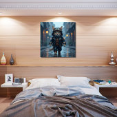 Cute Steampunk Kitten Marcher dans la pluie Poster