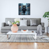 Cute Steampunk Kitten Marcher dans la pluie Poster