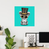 Cute Steampunk Snow Leopard Cub Poster (Thuiskantoor)