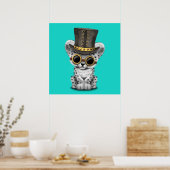 Cute Steampunk Snow Leopard Cub Poster (Keuken)