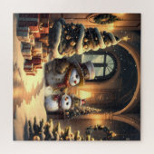 Cute Steampunk Snowman Noël Puzzle (Horizontal)
