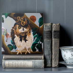 Cute Steampunk Top Hat Owl Tegeltje