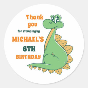 Cute Stegosaurus Baby Dinosaur Kids Birthday Party Ronde Sticker