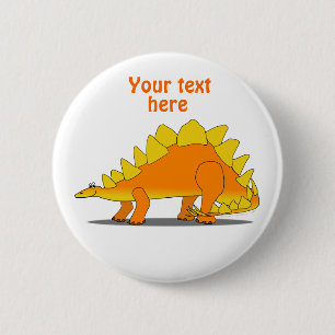 Cute Stegosaurus Dinosaur Cartoon Sjabloon Ronde Button 5,7 Cm