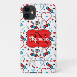 Cute Stethoscope Nurse | Arts EKG Pattern Name iPhone 11 Hoesje