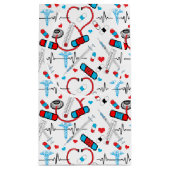 Cute Stethoscope Nurse | Doctor EKG Pattern Klein Cadeauzakje (Achterkant)
