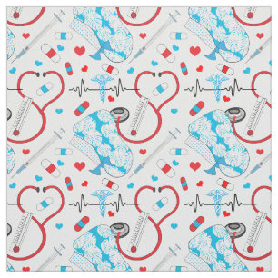 Cute Stethoscope Nurse   Doctor EKG Pattern Stof