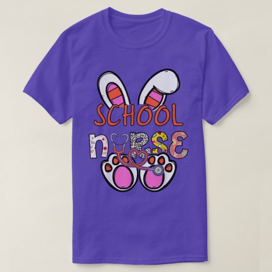 Cute Stethoscope School Nurse Bunny Easter Day Mat T-shirt (Design voorkant)