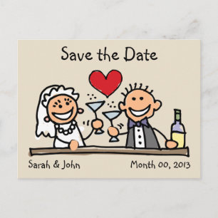 Cute Stick Figures Save the Date Briefkaarten