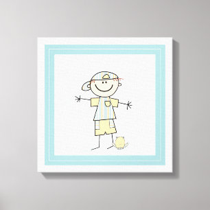 Cute Stick Figuur Boy Canvas Afdruk