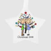Cute Stick Figuur Couple Holiday Ornament (achterkant)