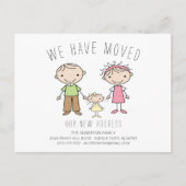 Cute Stick Figuur Familie Bewegende Aankondiging (Voorkant)
