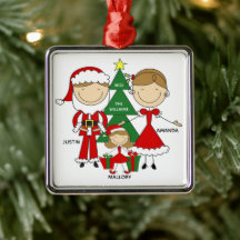 Cute Stick Figuur Familie van 3 kerstversiering