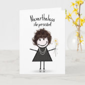 Cute Stick Girl in Sneakers met Quote Kaart (Gele Bloem)