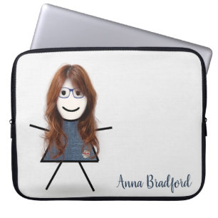 Cute Stick Girl met haar eigen naam Laptop Sleeve
