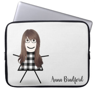 Cute Stick Girl met haar eigen naam Laptop Sleeve