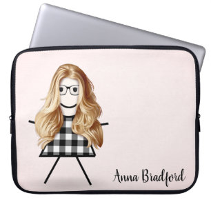 Cute Stick Girl met haar eigen naam Laptop Sleeve