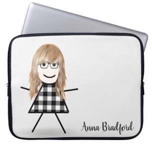 Cute Stick Girl met haar eigen naam Laptop Sleeve