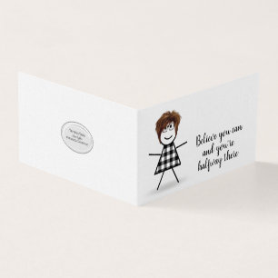 Cute Stick Girl met Hair en Quote Kaart