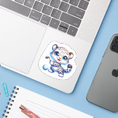 Cute Stickers Kawaii Snow Leopard Golf Player (Ordinateur portable avec iPhone)