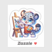 Cute Stickers Kawaii Snow Leopard Painter Sticker (Feuille)